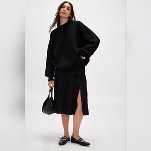 Free People Easy Street Tunic Knit Sweater in Black, Size Medium